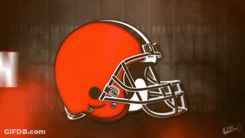 Cleveland Browns Football Helmet On Brown And White Background GIF