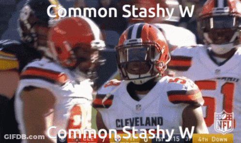 Cleveland Browns Football Player In Front Of Teammates GIF
