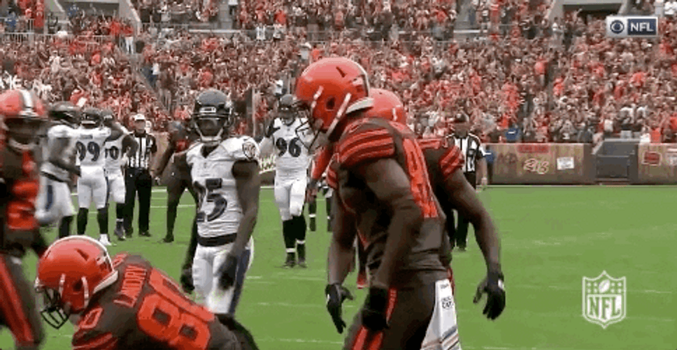 Cleveland Browns In End Zone GIF