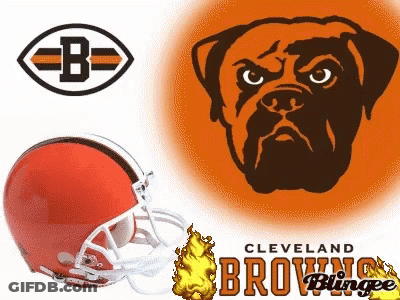 Cleveland Browns Logo With Helmet And Dog GIF