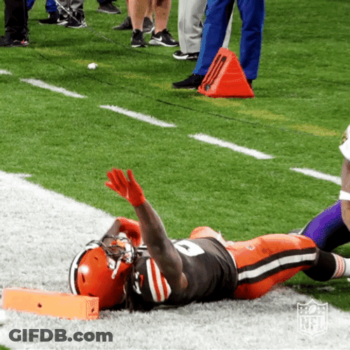 Cleveland Browns Members Playfully Hitting Kareem Hunt GIF