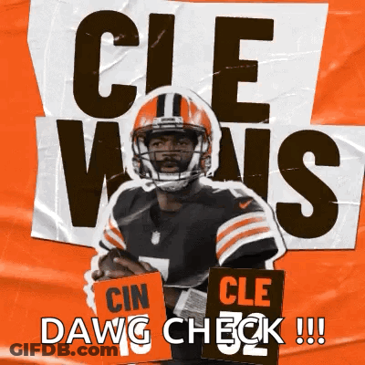 Cleveland Browns Player Holding Cin Cle Dawg Check Sign GIF
