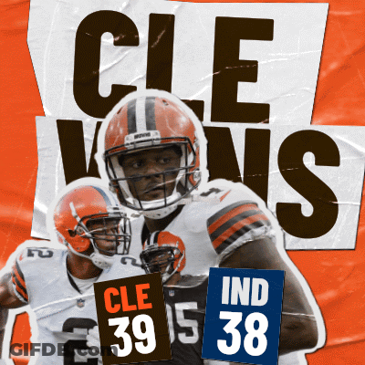 Cleveland Browns Player Holding CLE 39 Sign GIF