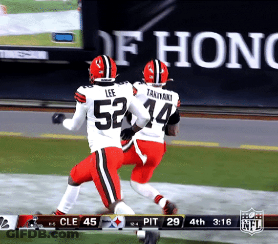 Cleveland Browns Players In Front Of Big Screen GIF