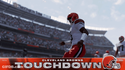 Cleveland Browns Touchdown Poster With Football Player GIF