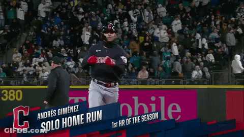 Cleveland Indians Player Running In Front Of Crowd GIF