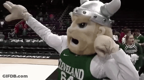 Cleveland Mascot Wearing Viking Hat GIF