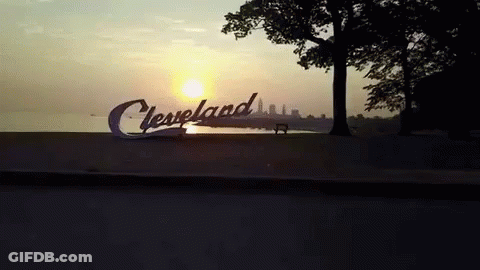 Cleveland Sign In Front Of Lake GIF
