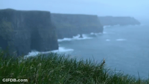 Cliff Overlooking Water With Crashing Waves GIF