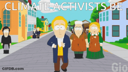 Climate Activists Cartoon People Walking Street GIF