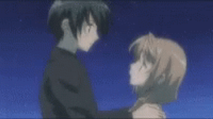 Clingy Anime Kiss Turning GIF