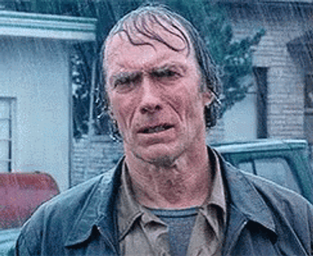 Clint Eastwood Soaked In Rain GIF