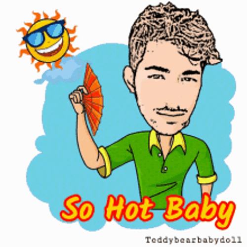 Clip Art Handsome Guy Fanning Himself Hot Weather GIF