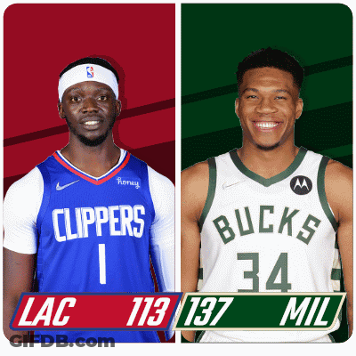 Clippers And Bucks Basketball Players Standing Together GIF