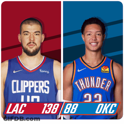 Clippers And Thunder Basketball Players Standing Together GIF