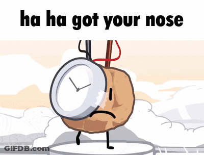 Clock And Bean Ha Ha Got Your Nose GIF