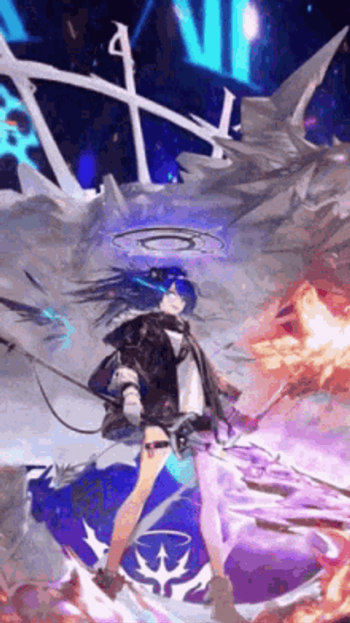 Clock And Character With Weapon Wallpaper GIF