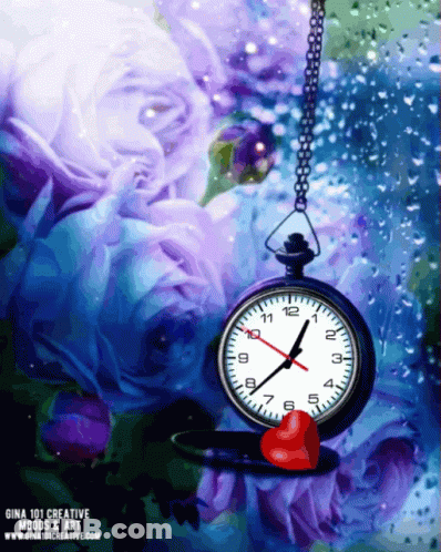 Clock Hanging With Red Heart GIF