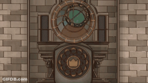 Clock On Brick Wall With Crown GIF