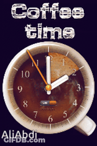 Clock Saying Coffee Time GIF