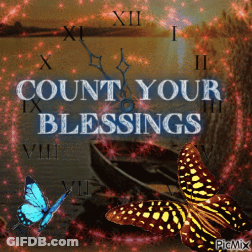 Clock Saying Count Your Blessings With Boat GIF