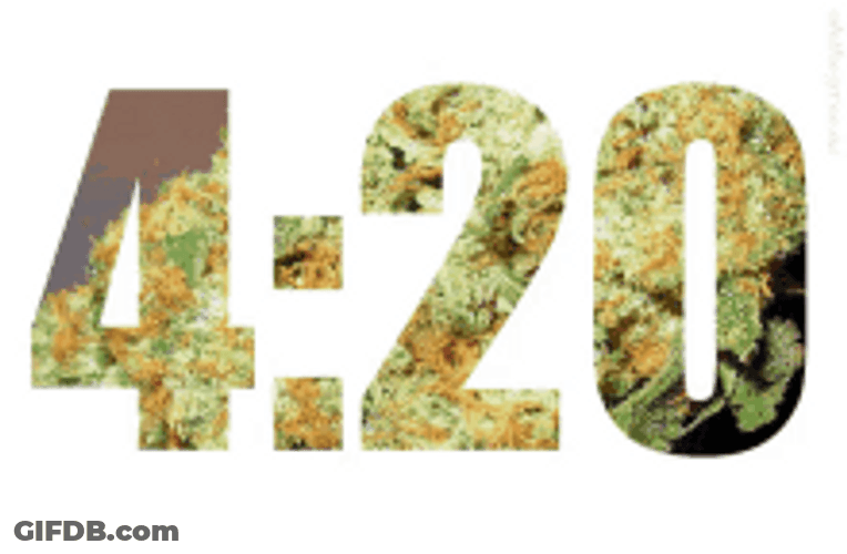Clock Time 420 Marijuana Leaves Background GIF