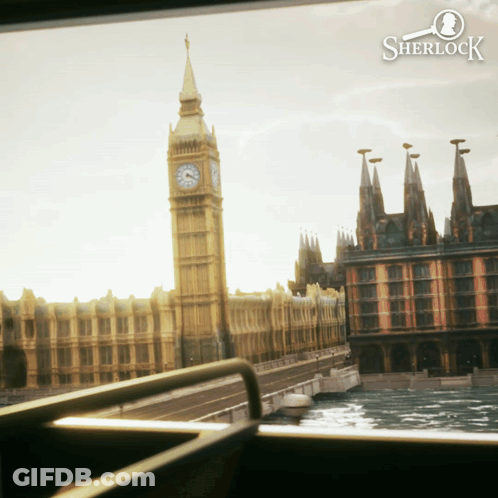 Clock Tower With Sherlock Logo GIF
