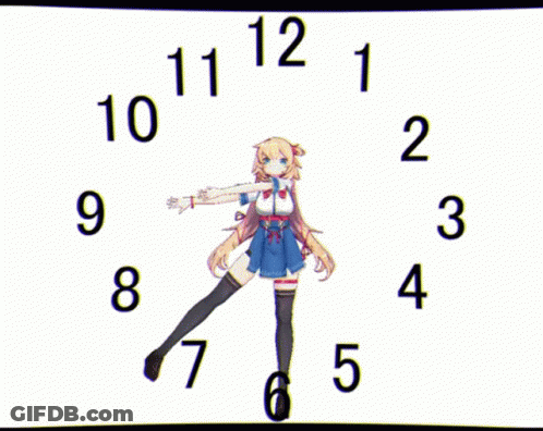 Clock With Girl Standing In Front GIF
