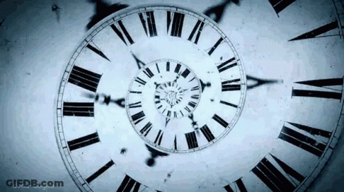 Clock With Roman Numerals Spinning In Spiral GIF