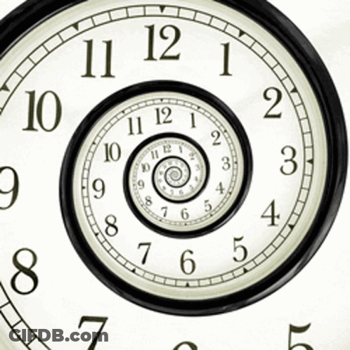 Clock With Spiral And Hands On 1 Through 12 GIF