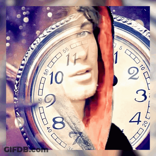 Clock With Woman Face Behind It Cddesigns Watermark GIF