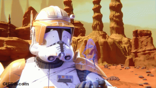 Clone Trooper In Rocky Desert GIF