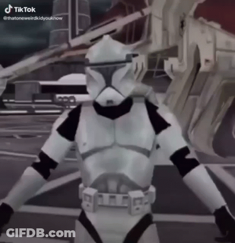Clone Trooper Standing In Front Of Building GIF