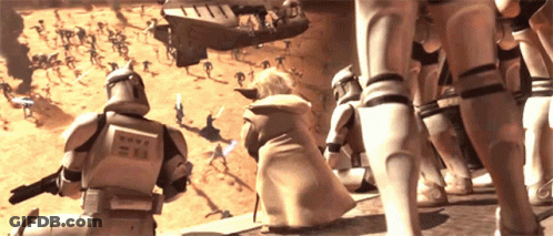 Clone Troopers Looking At Helicopter GIF
