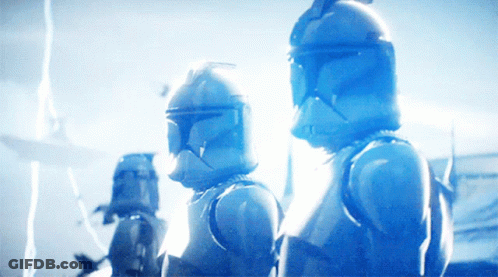 Clone Troopers Standing In Blue Light GIF