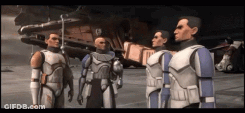 Clone Troopers Standing In Front Of Ship GIF