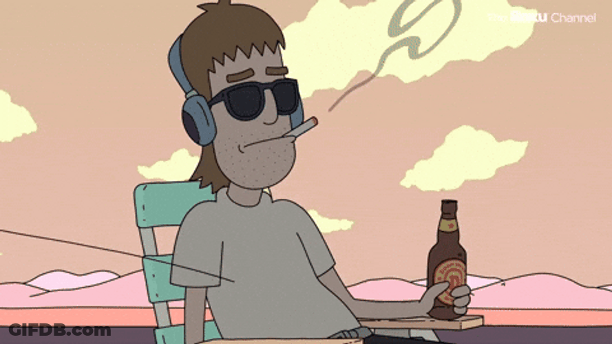 Close Enough Character Thrilled By Fire Tornado GIF