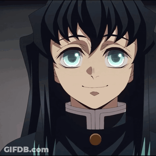 Close Up Anime Character With Long Black Hair GIF