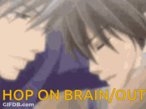 Close Up Anime Characters Hop On Brain/Out GIF
