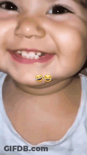 Close Up Baby Face With Laughing Emojis GIF