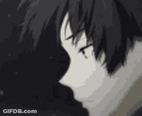 Close Up Black And White Anime Face GIF