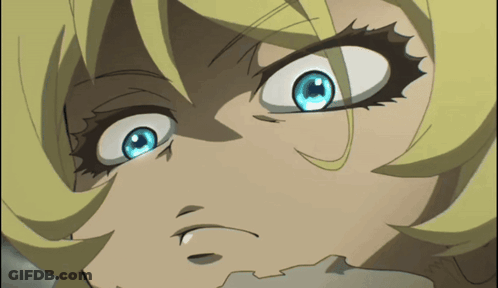 Close Up Cartoon Character Blue Eyes Making Funny Face GIF