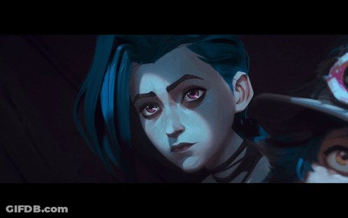 Close Up Cartoon Character Blue Hair Red Eyes GIF