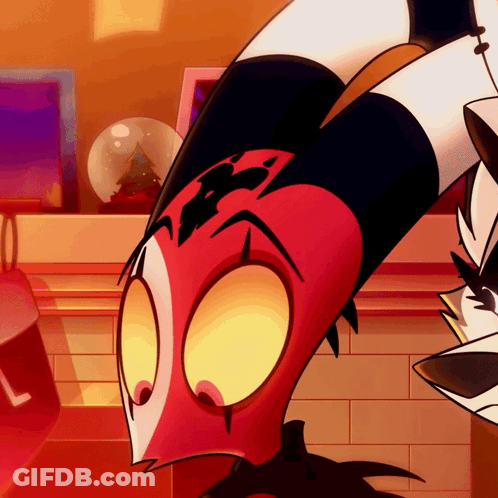 Close Up Cartoon Character Face With Fireplace GIF