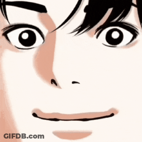 Close Up Cartoon Character Slight Smile GIF