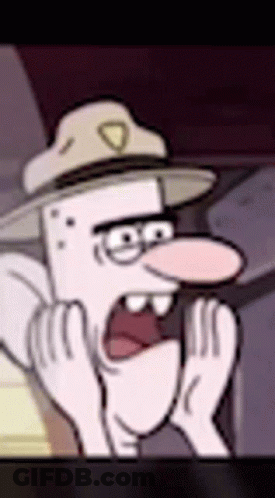 Close Up Cartoon Character Wearing Hat Making Funny Face GIF