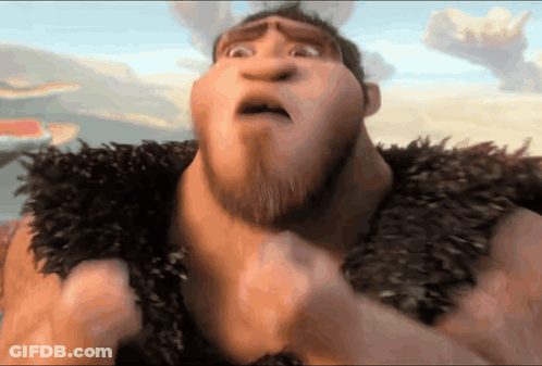 Close Up Cartoon Character With Beard Surprised GIF
