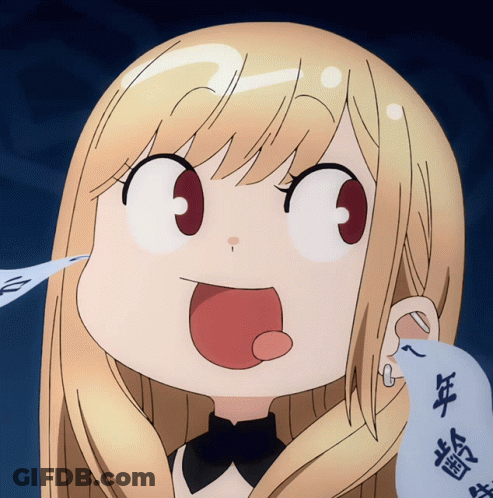 Close Up Cartoon Character With Chinese Writing GIF