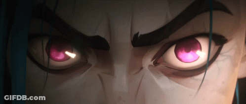 Close Up Cartoon Character With Glowing Red Eyes GIF