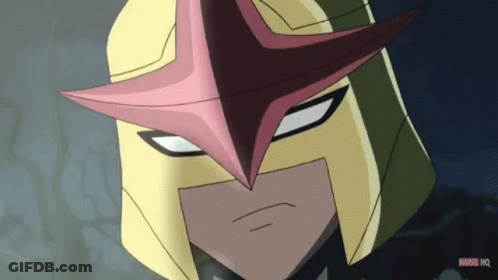 Close Up Cartoon Character With Marvel HQ GIF